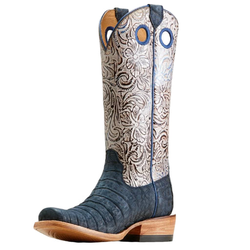 Ariat Women's Futurity Boon Navy Suede Caiman Belly Western Boot WOMEN - Footwear - Boots - Exotic Boots Ariat Footwear