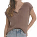 Relaxed Fit Slub Knit Sweater Top - Mocha Mousse WOMEN - Clothing - Tops - Short Sleeved In February