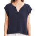 Relaxed Fit Slub Knit Sweater Top - Midnight Navy WOMEN - Clothing - Tops - Short Sleeved In February
