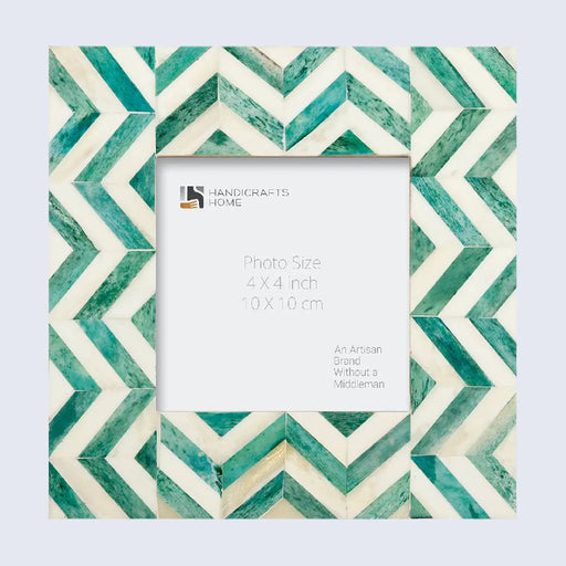 Zig Zag Herringbone Frame 4x4 - Green HOME & GIFTS - Home Decor - Decorative Accents Handicrafts Home
