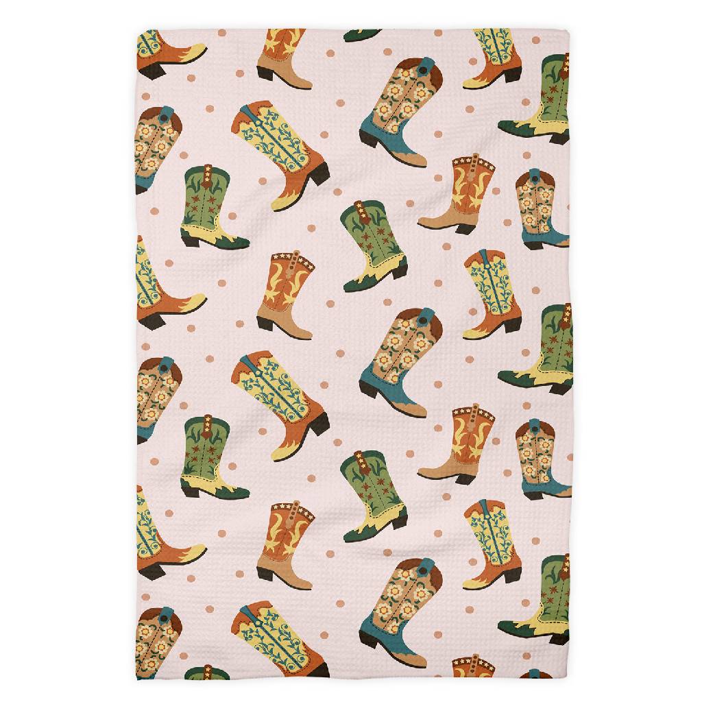 Waffle Kitchen Towel - Retro Western Cowboy Boots HOME & GIFTS - Tabletop + Kitchen - Kitchen Decor Canary Road