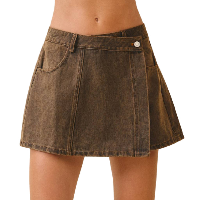 Front Wrap Denim Skort WOMEN - Clothing - Skirts TCEC
