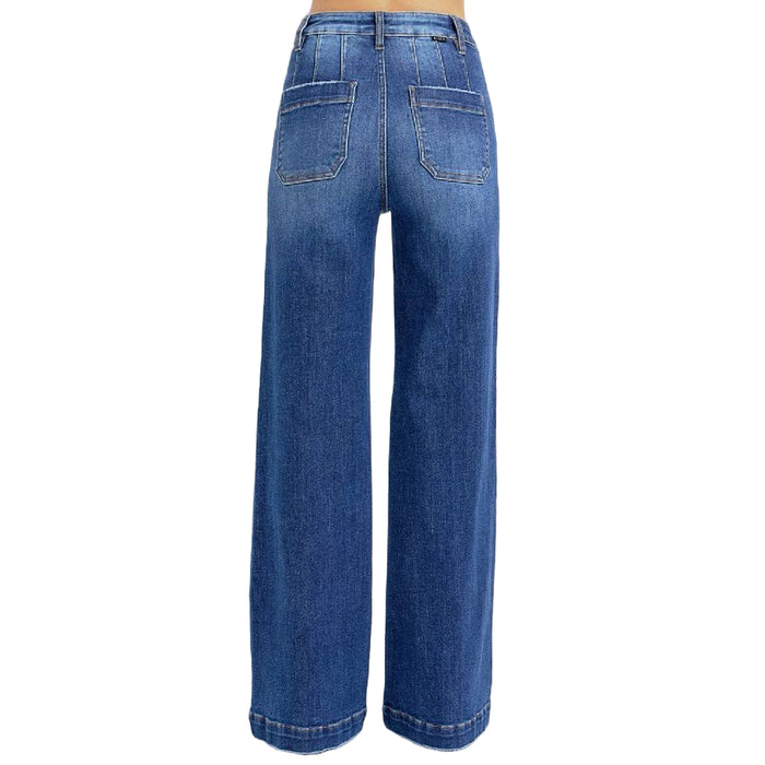 Risen High Rise Wide Leg Slanted Pocket Jean