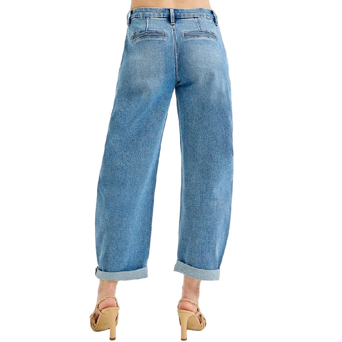 Risen Mid Rise Barrel Roll Up Jean WOMEN - Clothing - Jeans Risen Jeans