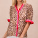Leopard Stripe Trim Top WOMEN - Clothing - Tops - Long Sleeved BiBi Clothing