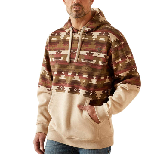 Ariat Men's Color Block Hoodie - Oatmeal Southwest MEN - Clothing - Pullovers & Hoodies Ariat Clothing