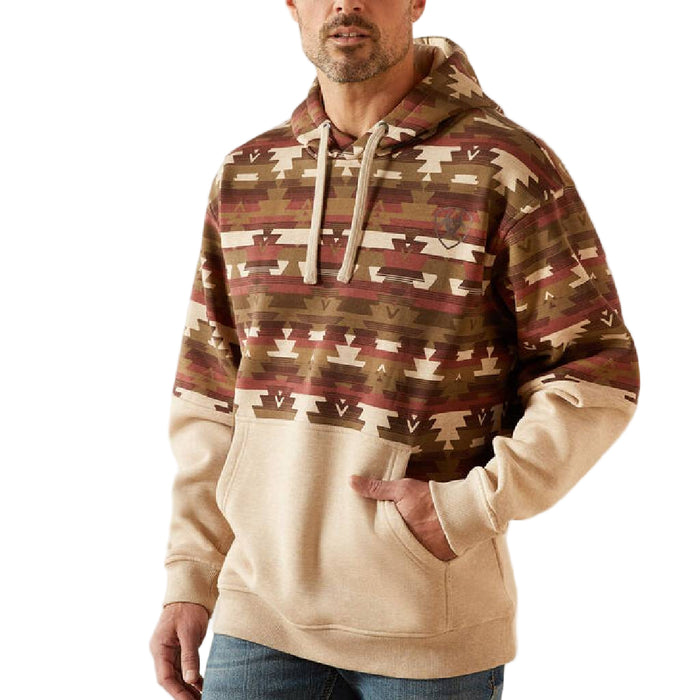 Ariat Men's Color Block Hoodie - Oatmeal Southwest MEN - Clothing - Pullovers & Hoodies Ariat Clothing