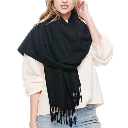 Cashmere Oblong Wrap - Black WOMEN - Accessories - Scarves & Wraps Rapti Fashions Inc.