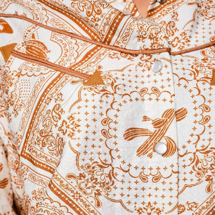 Western Print Pearl Snap Shirt