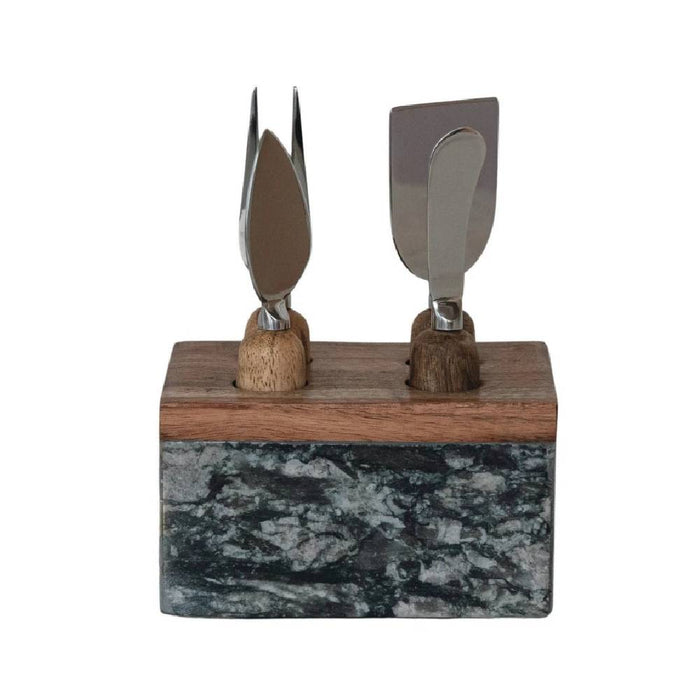 Cheese Servers w/Stand Stainless Steel Black HOME & GIFTS - Tabletop + Kitchen - Serveware & Utensils Creative Co-Op