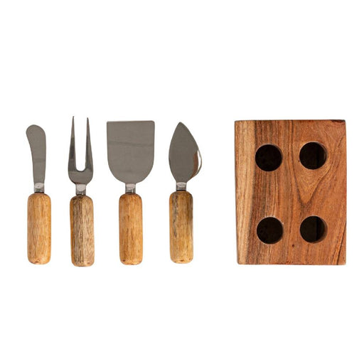 Cheese Servers w/Stand Stainless Steel Black HOME & GIFTS - Tabletop + Kitchen - Serveware & Utensils Creative Co-Op