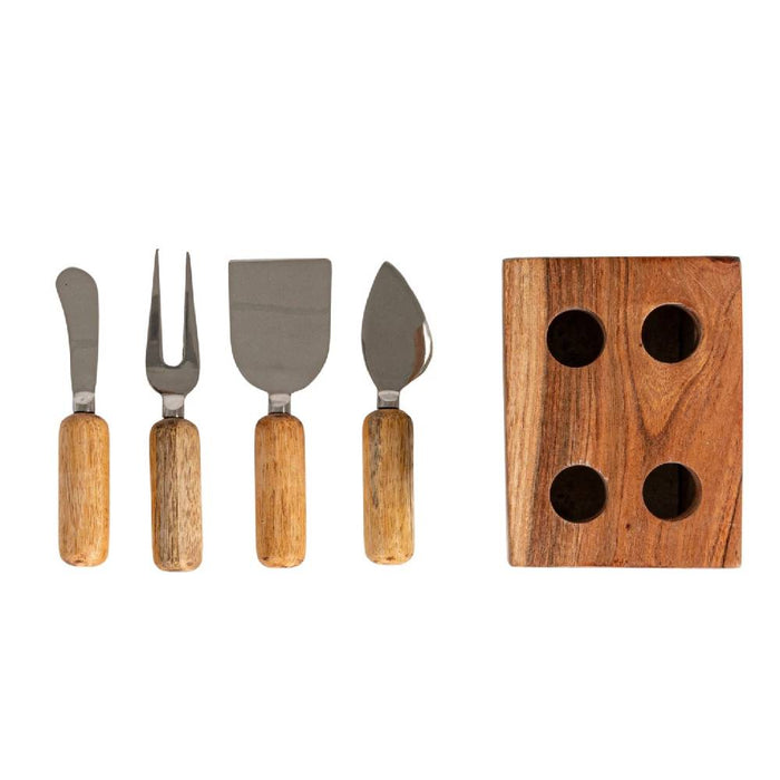 Cheese Servers w/Stand Stainless Steel Black HOME & GIFTS - Tabletop + Kitchen - Serveware & Utensils Creative Co-Op