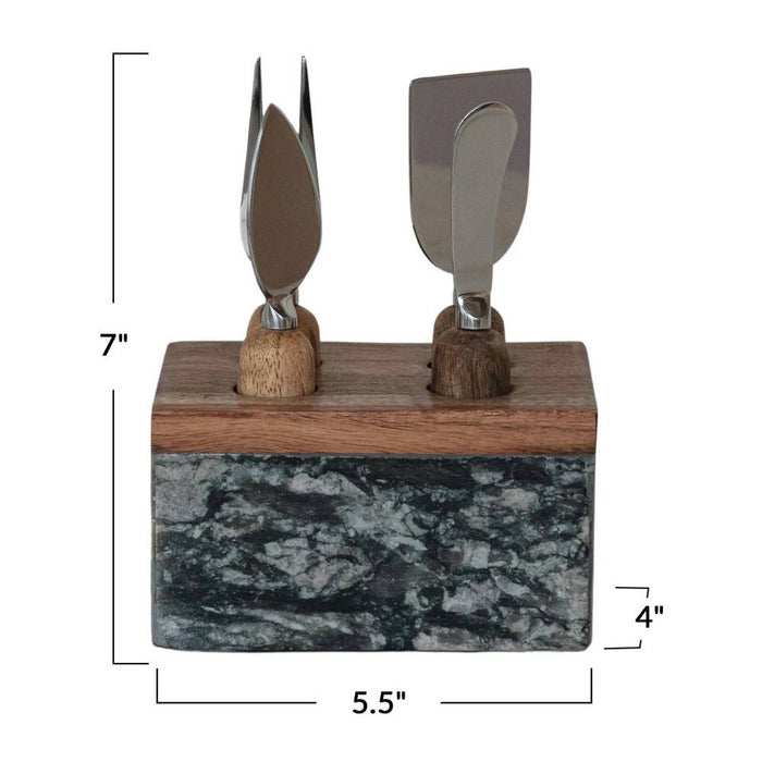 Cheese Servers w/Stand Stainless Steel Black HOME & GIFTS - Tabletop + Kitchen - Serveware & Utensils Creative Co-Op