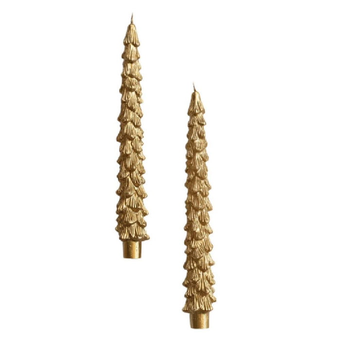 Gold Unscented Tree Shape Taper Candles - Set of 2 HOME & GIFTS - Home Decor - Seasonal Decor Creative Co-Op