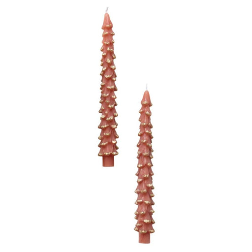 Blush and Gold Unscented Tree Shaped Taper Candles - Set of 2 HOME & GIFTS - Home Decor - Seasonal Decor Creative Co-Op