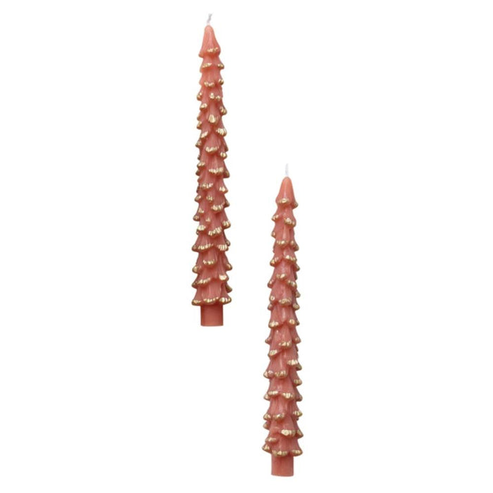 Blush and Gold Unscented Tree Shaped Taper Candles - Set of 2 HOME & GIFTS - Home Decor - Seasonal Decor Creative Co-Op