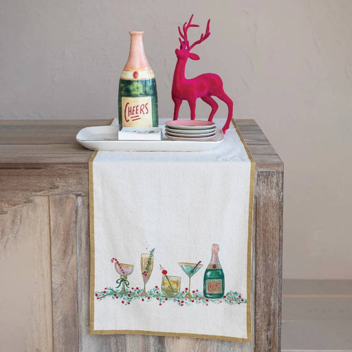Holiday Cocktails Cotton Table Runner HOME & GIFTS - Home Decor - Seasonal Decor Creative Co-Op