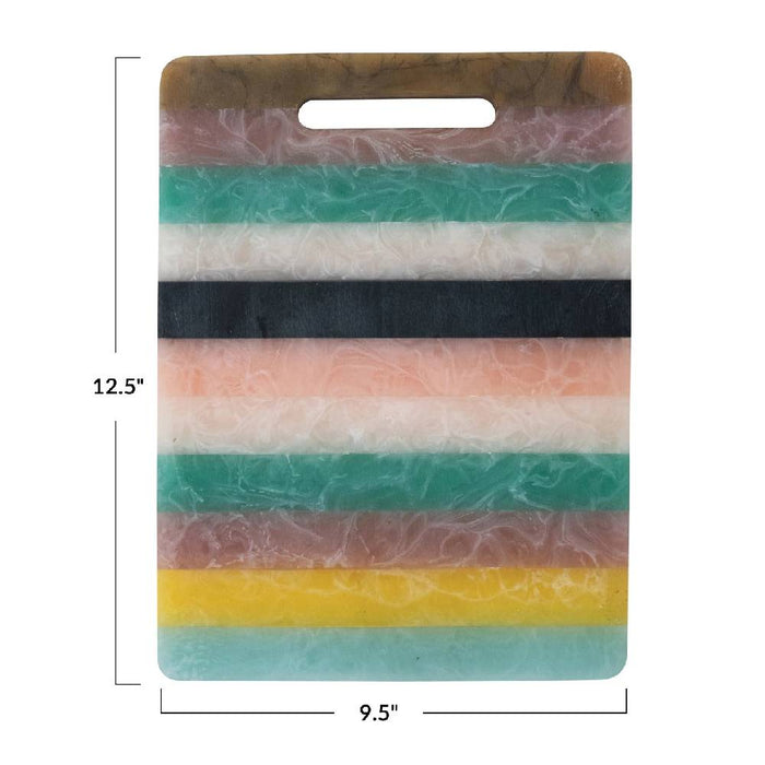 Marbled Resin Striped Cheese/Serving Board HOME & GIFTS - Tabletop + Kitchen - Serveware & Utensils Creative Co-Op