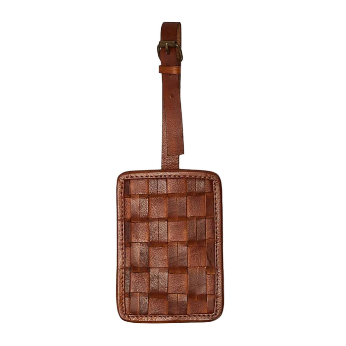 Chestnut Large Basketweave Luggage Tag