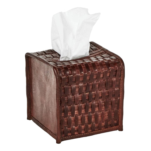 Chestnut Leather Tissue Box Cover HOME & GIFTS - Home Decor - Decorative Accents Two's Company