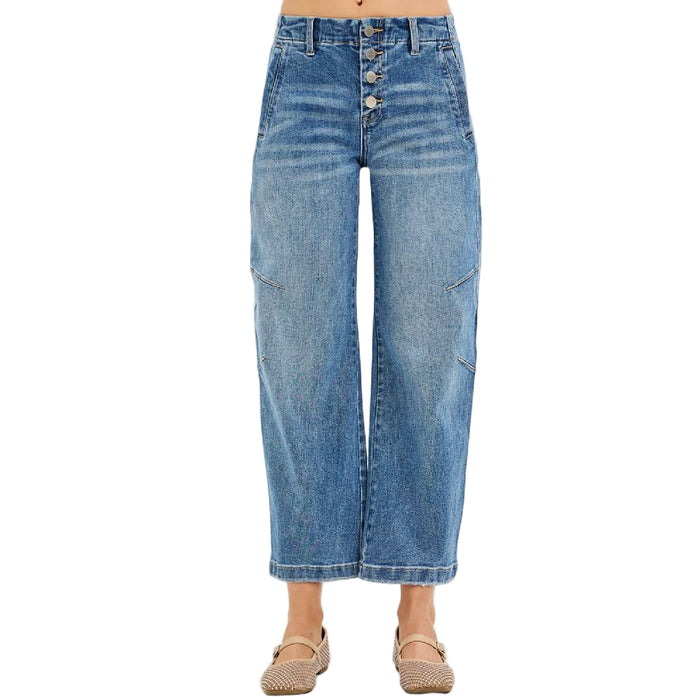 Risen Mid Rise Crop Twisted Seam Barrel Jean WOMEN - Clothing - Jeans Risen Jeans