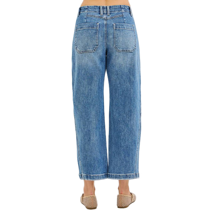 Risen Mid Rise Crop Twisted Seam Barrel Jean WOMEN - Clothing - Jeans Risen Jeans