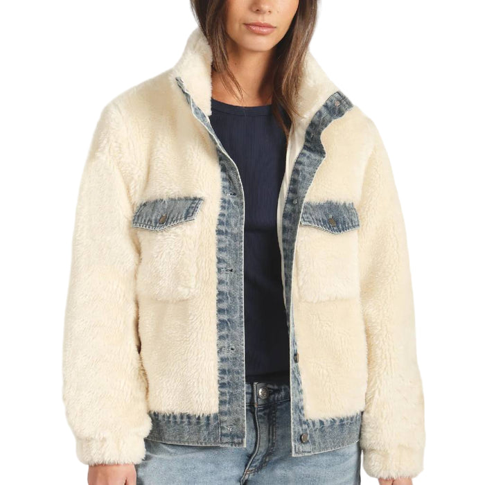 Dylan Sawyer Shearling Denim Trim Jacket WOMEN - Clothing - Outerwear - Jackets Dylan