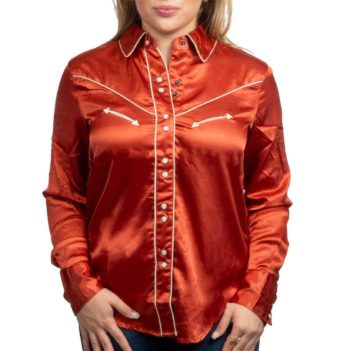 Cruel Denim Women's Satin Smile Pocket Western Shirt WOMEN - Clothing - Tops - Long Sleeved Cruel Denim