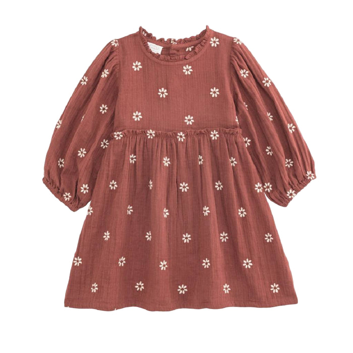Mud Pie Toddler Girl's Embroidered Daisy Crinkle Gauze Dress