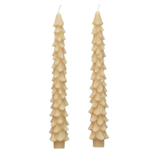 Set of 2 Unscented Tree Shaped Taper Candles - Eggnog HOME & GIFTS - Home Decor - Seasonal Decor Creative Co-Op
