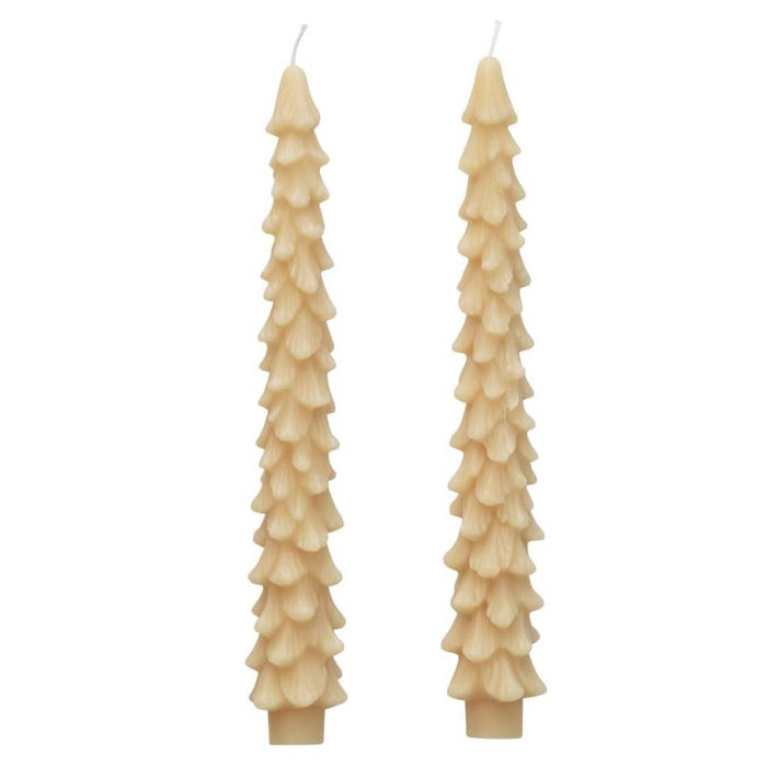 Set of 2 Unscented Tree Shaped Taper Candles - Eggnog HOME & GIFTS - Home Decor - Seasonal Decor Creative Co-Op