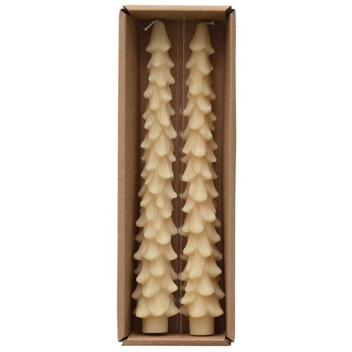 Set of 2 Unscented Tree Shaped Taper Candles - Eggnog HOME & GIFTS - Home Decor - Seasonal Decor Creative Co-Op