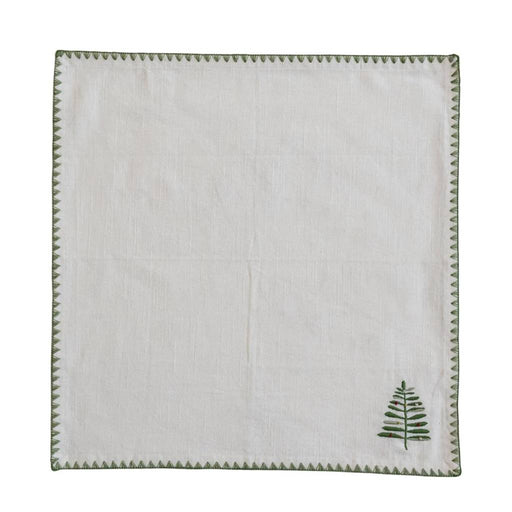 Natural Cotton Napkins w/Embroidered Tree and Edge - Set of 4 HOME & GIFTS - Home Decor - Seasonal Decor Creative Co-Op