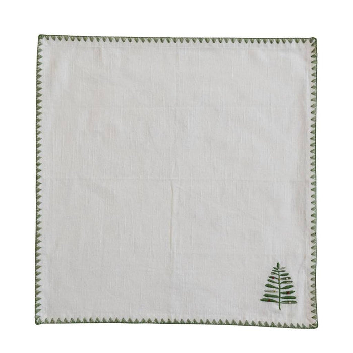 Natural Cotton Napkins w/Embroidered Tree and Edge - Set of 4 HOME & GIFTS - Home Decor - Seasonal Decor Creative Co-Op