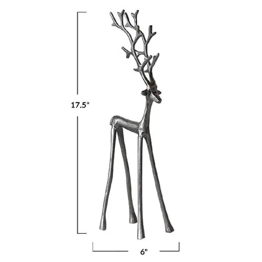 Small Cast Aluminum Reindeer Gunmetal Silver HOME & GIFTS - Home Decor - Seasonal Decor Creative Co-Op