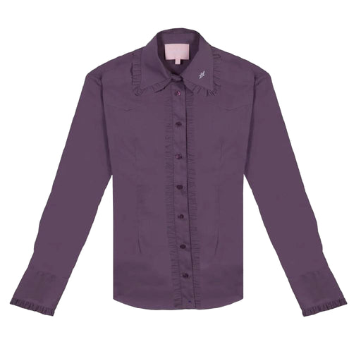 Plum Purple Frill Signature Button Down Shirt WOMEN - Clothing - Tops - Long Sleeved Little Lucille
