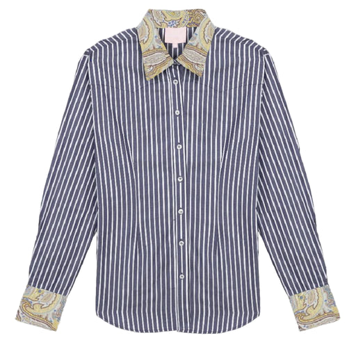 Ivy Pinstripe Paisley Signature Fit Button Down Shirt WOMEN - Clothing - Tops - Long Sleeved Little Lucille