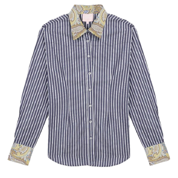 Ivy Pinstripe Paisley Signature Fit Button Down Shirt WOMEN - Clothing - Tops - Long Sleeved Little Lucille