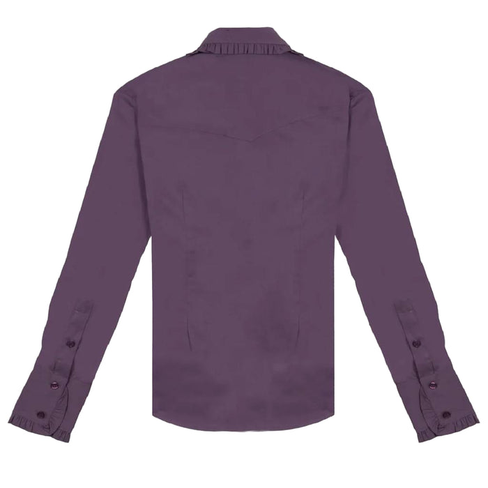 Plum Purple Frill Signature Button Down Shirt WOMEN - Clothing - Tops - Long Sleeved Little Lucille