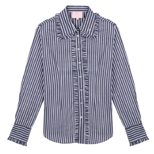 Ivy Pinstripe Frill Signature Fit Button Down Shirt WOMEN - Clothing - Tops - Long Sleeved Little Lucille