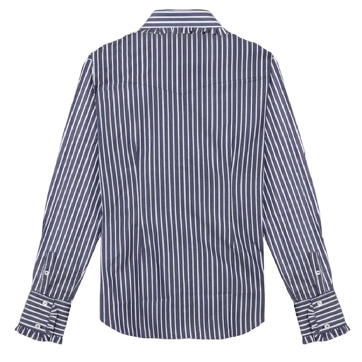 Ivy Pinstripe Frill Signature Fit Button Down Shirt WOMEN - Clothing - Tops - Long Sleeved Little Lucille