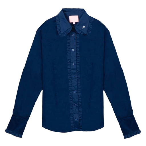 Navy Frill Signature Button Down Shirt WOMEN - Clothing - Tops - Long Sleeved Little Lucille