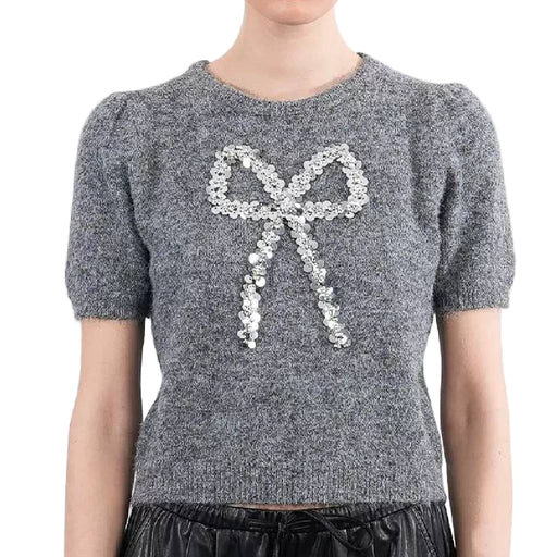 Ash Grey Knit Sweater w/Bow WOMEN - Clothing - Sweaters & Cardigans Molly Bracken
