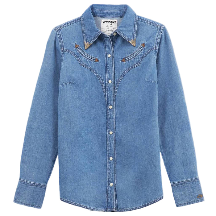 Wrangler Women's Pearl Snap Moxie Denim Shirt