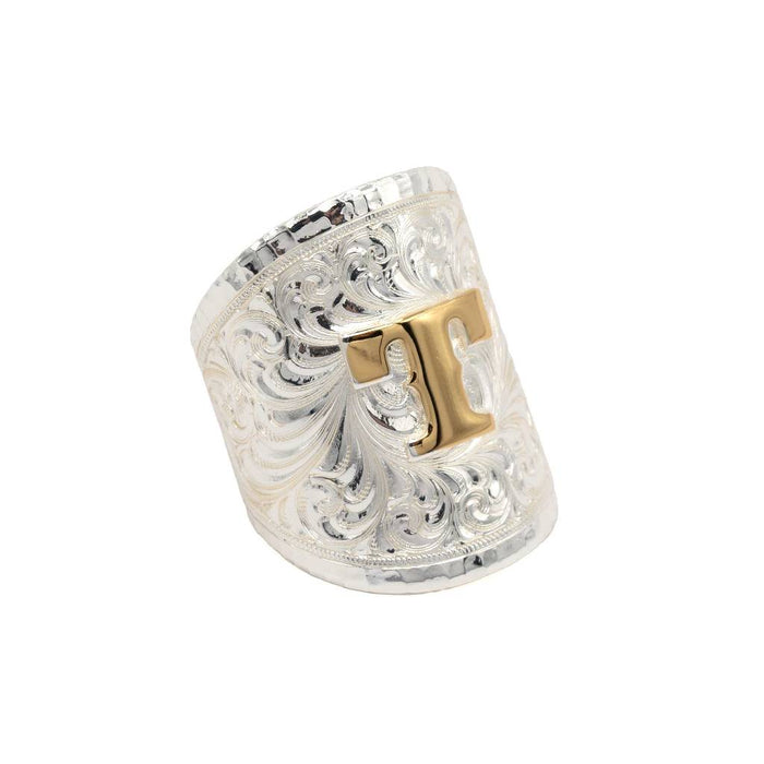 Montana Silversmiths Filagree Silver Ring Initial - T