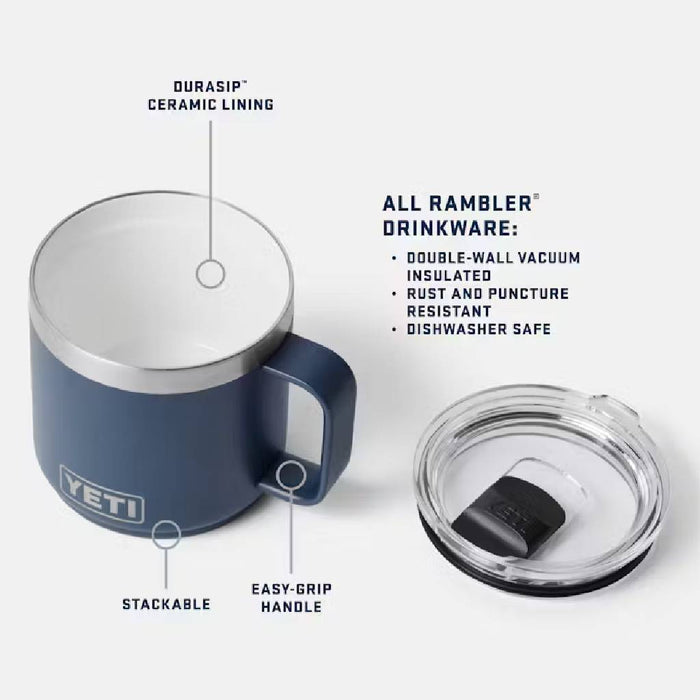 Yeti Rambler 14oz Black Stackable Mug Mag Slider Lid