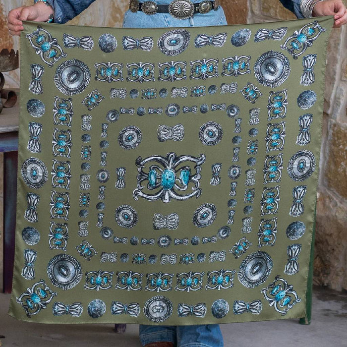 Fringe Scarves Turqs and Conchos Sage Scarf