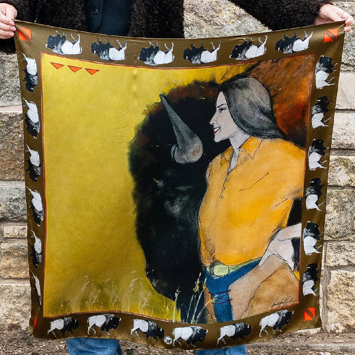 Fringe Scarves Girl & Bison Scarf