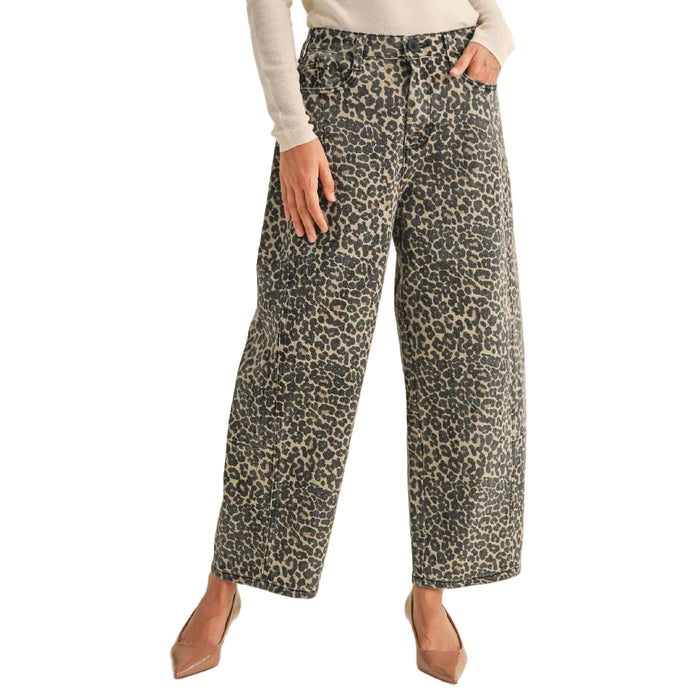 Leopard Printed Barrel Pants