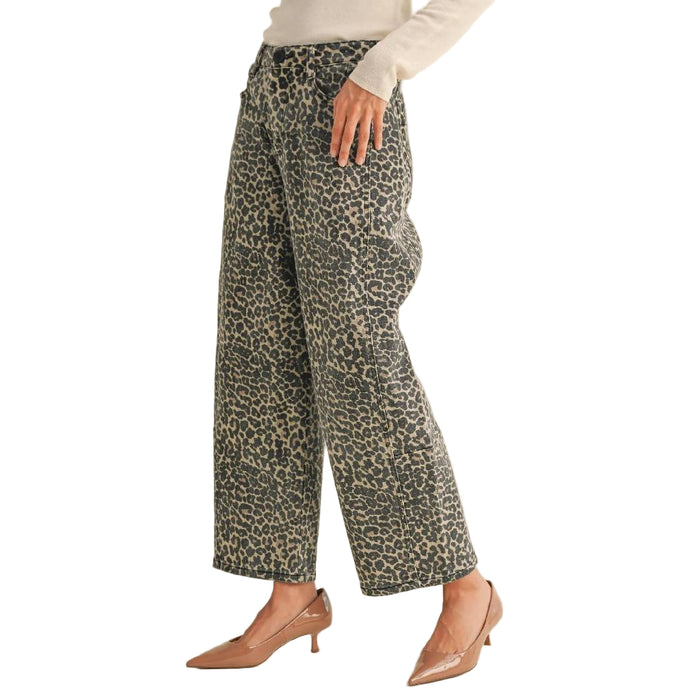Leopard Printed Barrel Pants